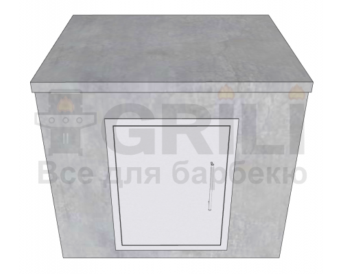 Бетонный кухонный модуль с дверцей из нержавейки