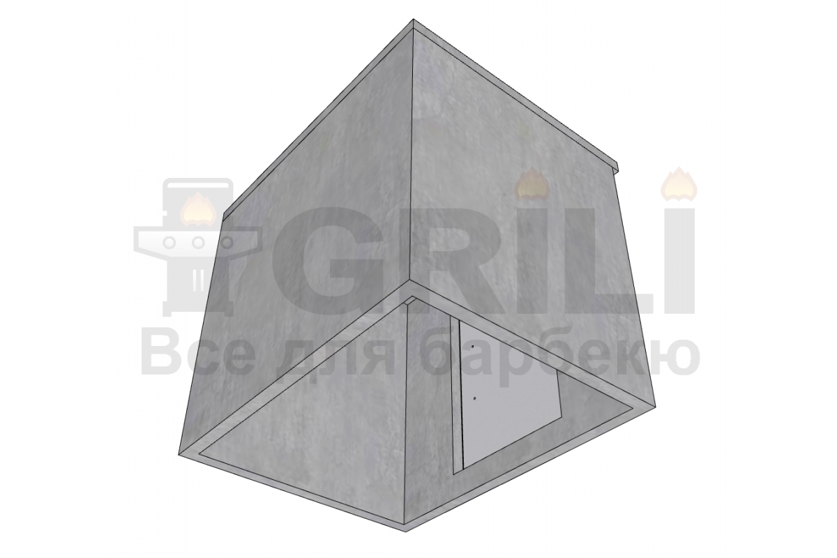 Бетонный кухонный модуль с дверцей из нержавейки