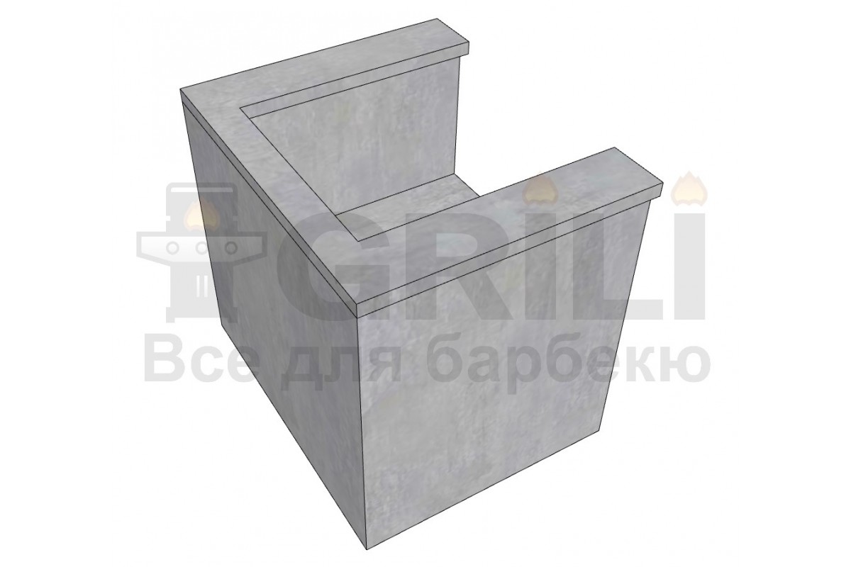 Бетонный кухонный модуль под угольный гриль с выдвижным ящиком