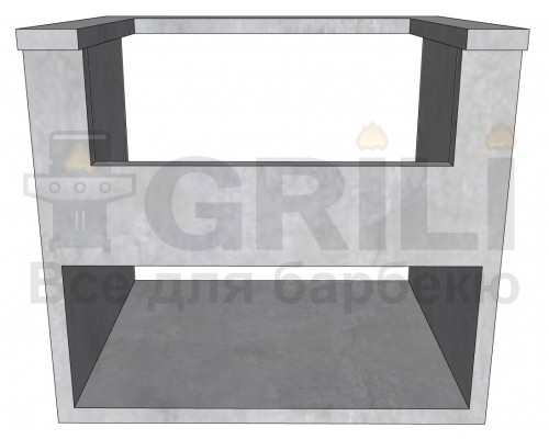 Бетонний кухонний модуль під газовий гриль з полицею відкритого типу