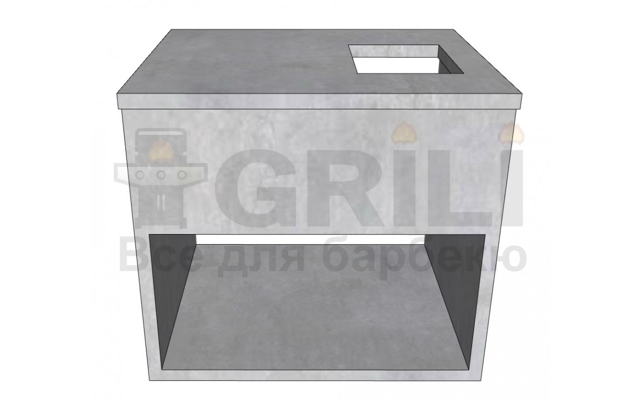 Бетонный кухонный модуль под газовою конфорку с полкой открытого типа