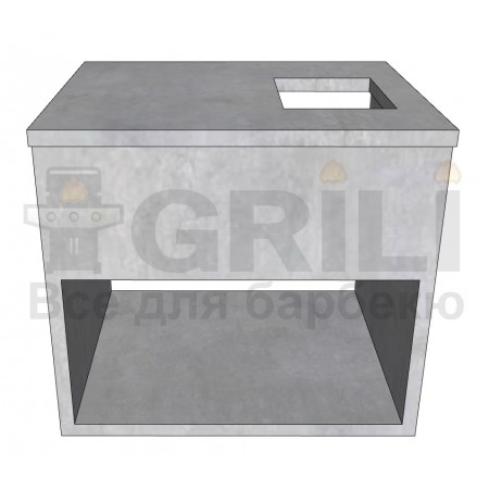 Бетонный кухонный модуль под газовою конфорку с полкой открытого типа