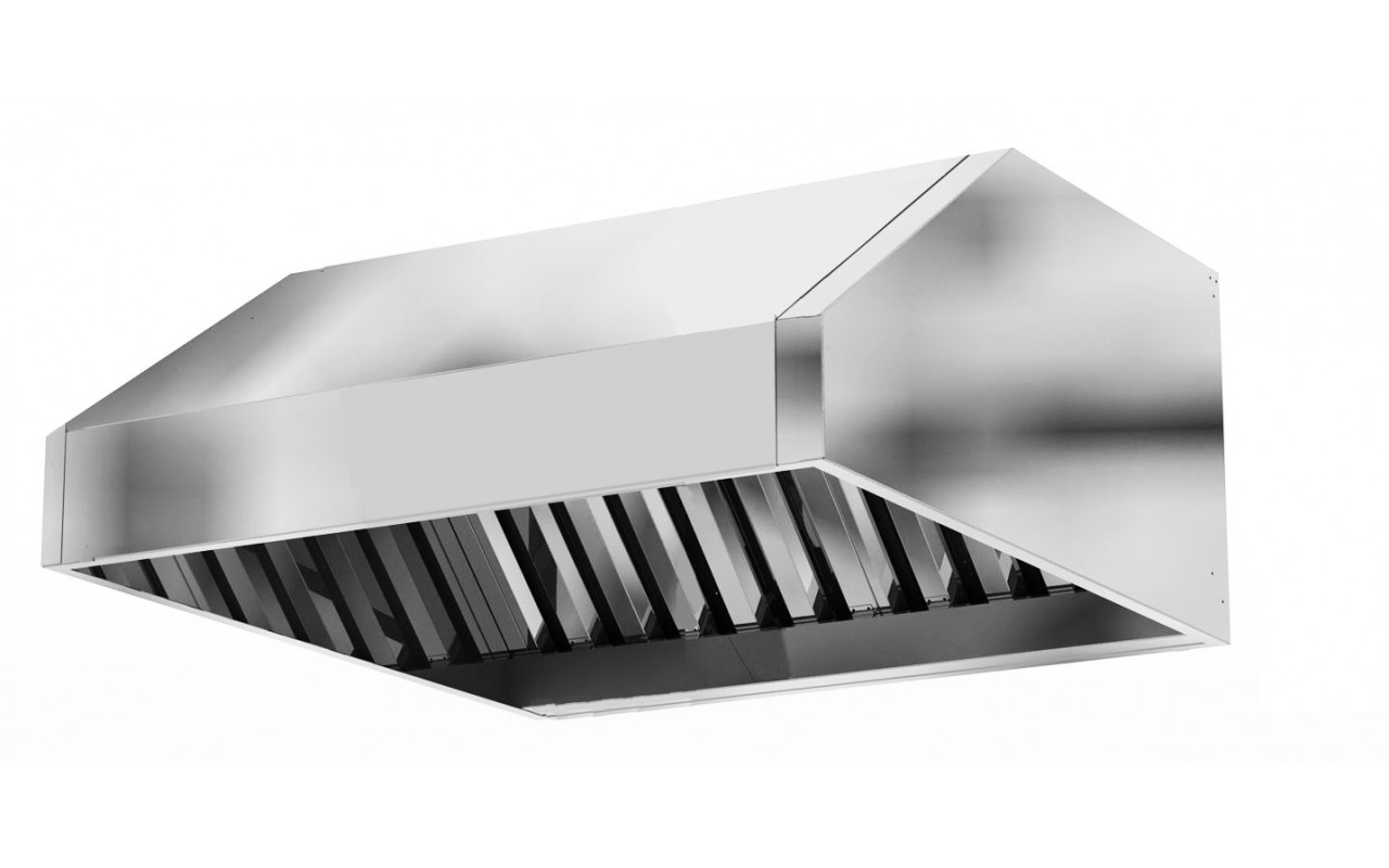 Зонт вытяжной вентиляционный с фильтрами лабиринтного типа 2100 х900 х 350 (цельно сварная конструкция)