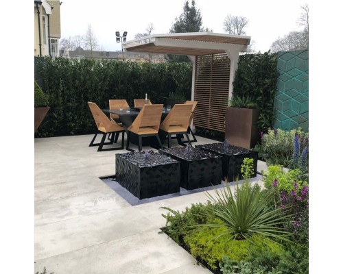 Комплект мебели с гриль-очагом Quan, на 6 персон, черный, QN93070