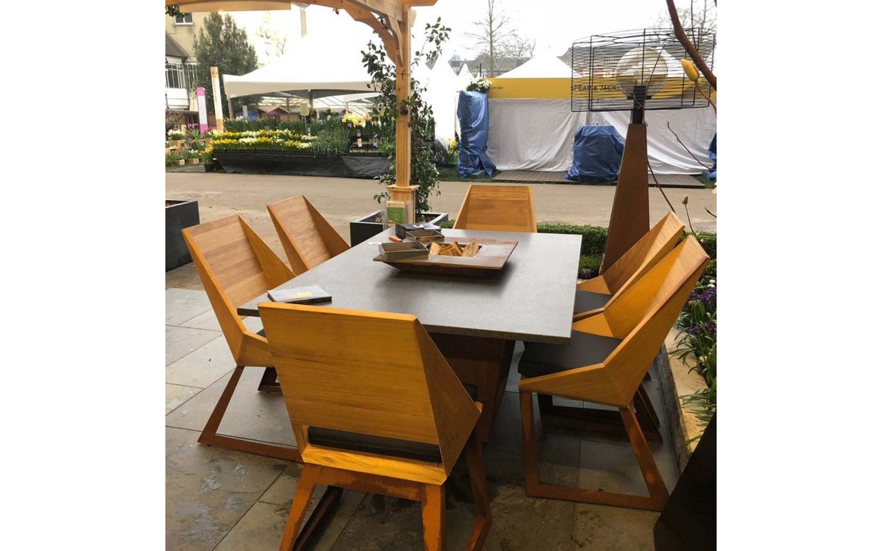 Комплект мебели с гриль-очагом Quan, на 6 персон, коричневый QN93063