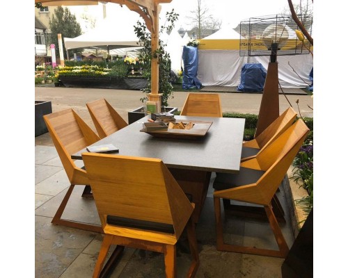 Комплект мебели с гриль-очагом Quan, на 6 персон, коричневый QN93063