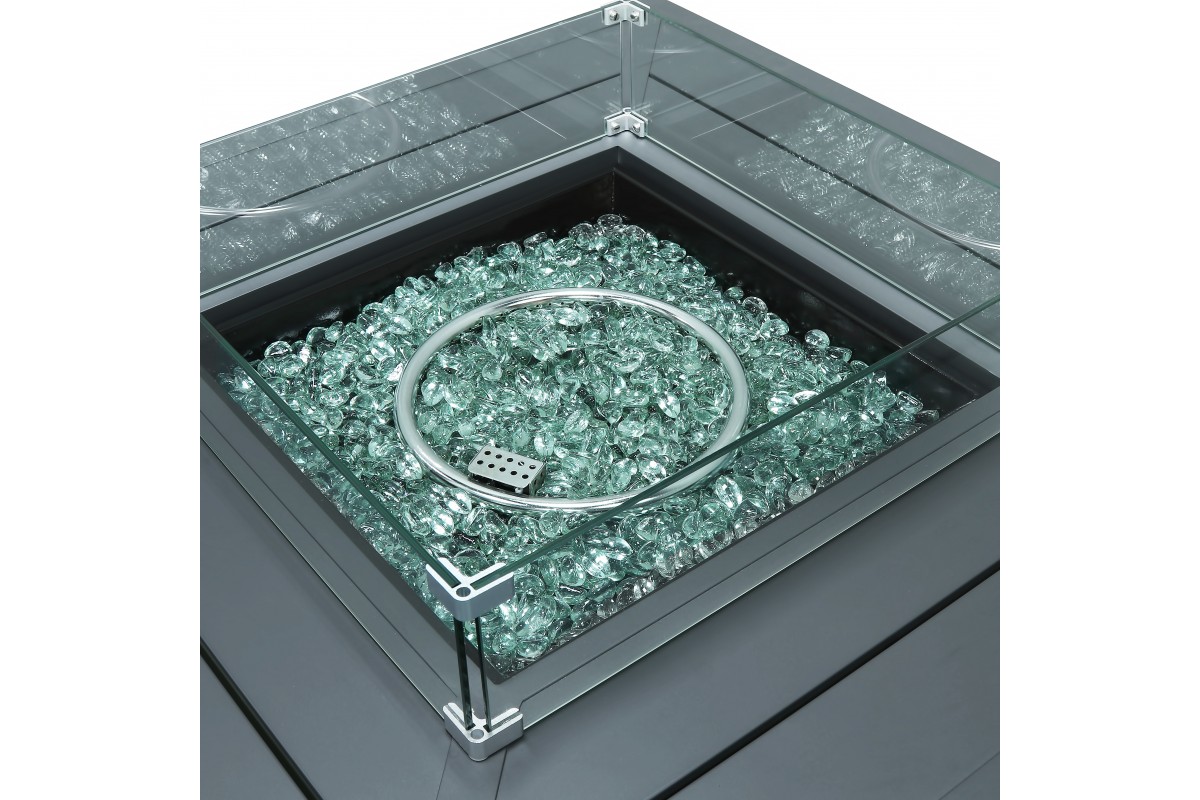 Уличный газовый стол-камин 107х107х63см аллюминиевый 777007