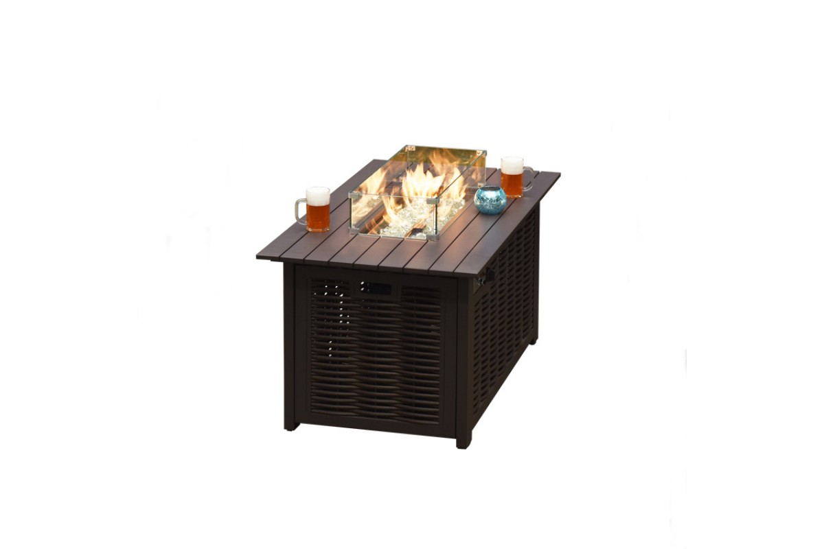 Уличный газовый стол-ротанг 132х72х63см аллюминий+ротанг 777008