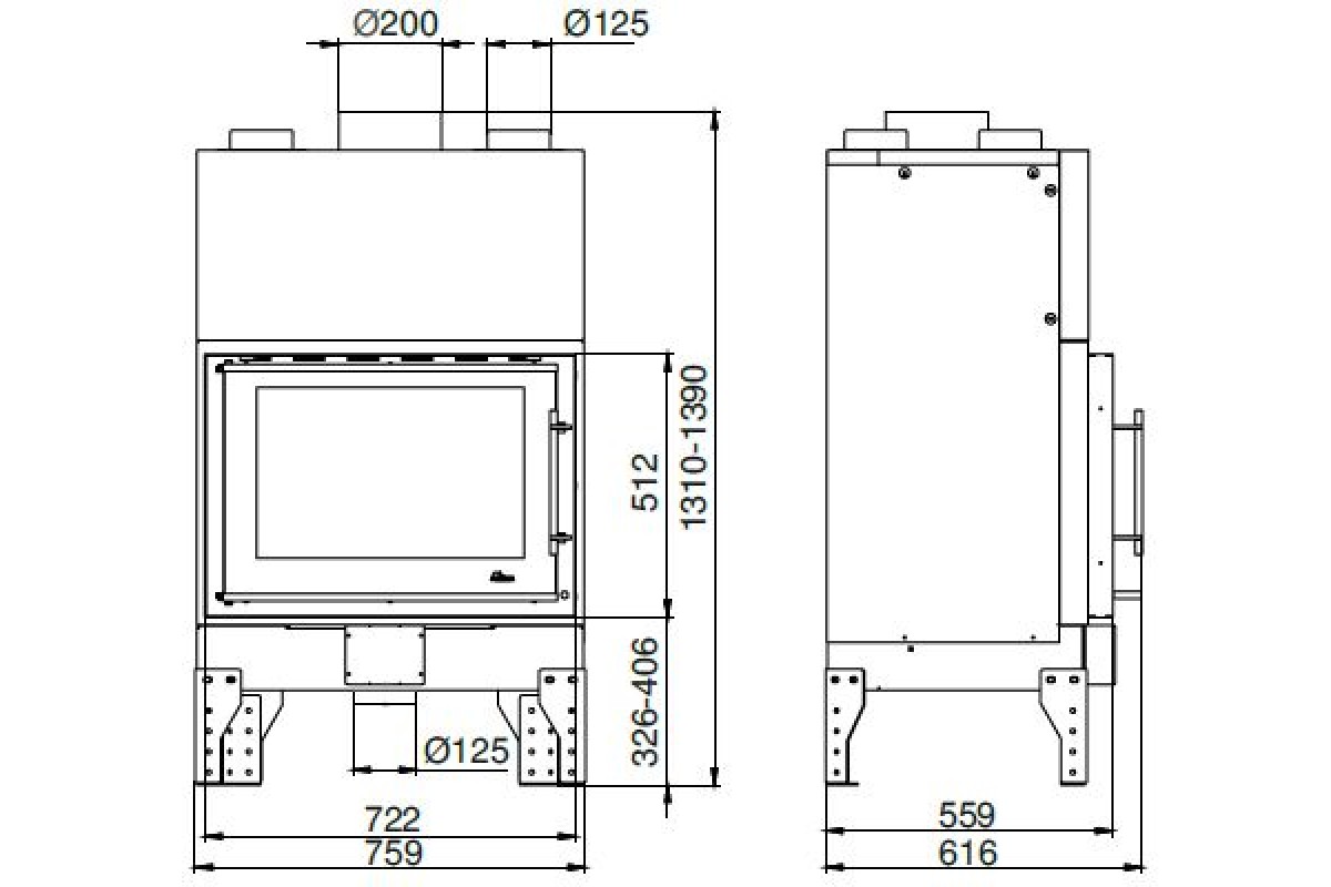 Каминная топка тм Uniflam, EVO 760 гильотина