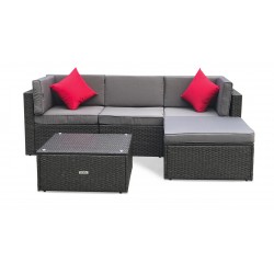 Комплект мебели искусственный ротанг угловой диван + пуф + стол GRILLI