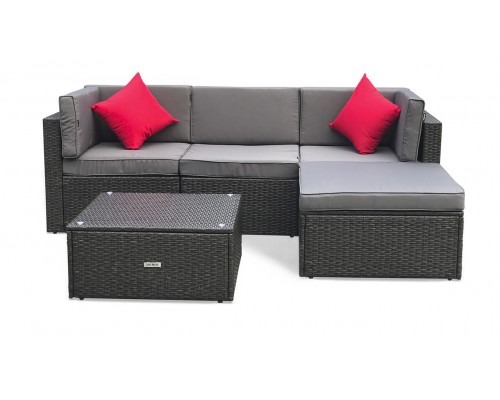Комплект мебели искусственный ротанг угловой диван + пуф + стол GRILLI