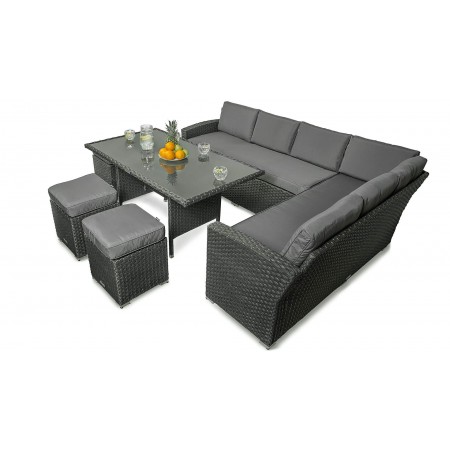 Комплект меблів штучний ротанг кутовий диван + 3 пуфа + стіл GRILLI