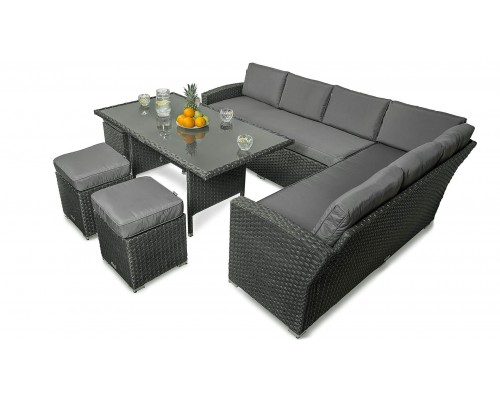 Комплект мебели искусственный ротанг угловой диван + 3 пуфа + стол GRILLI