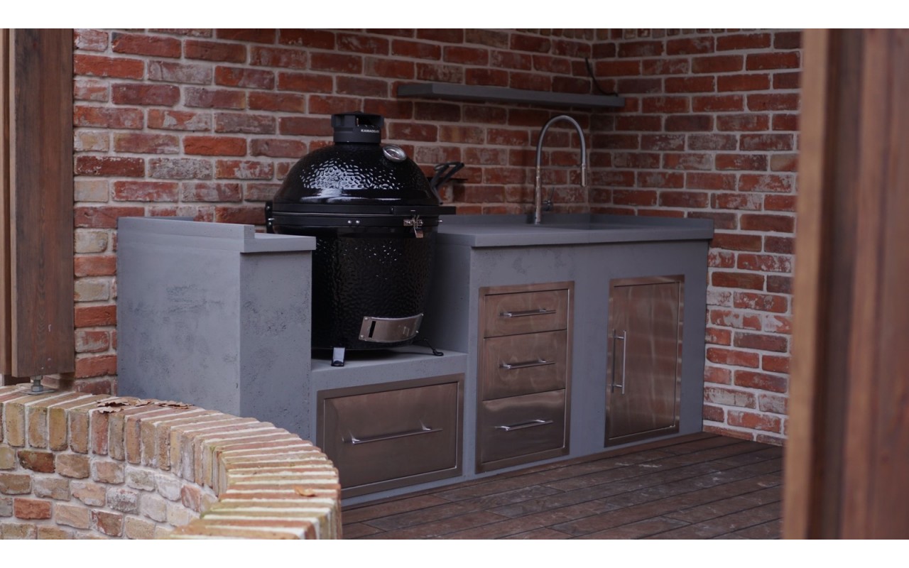 Вулична кухня з керамічним вугільним грилем Kamado Joe Classic II BLACK (2,62 м.п.)