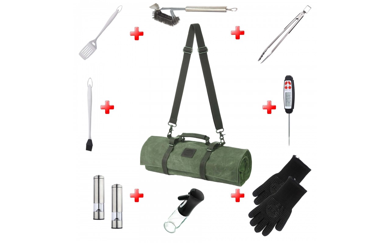Акция! Скрутка ТОП 10 аксессуаров для барбекю Green  GRILLI 888011