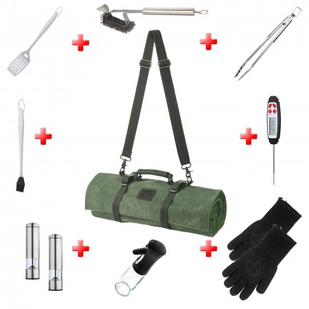 Акция! Скрутка ТОП 10 аксессуаров для барбекю Green  GRILLI 888011