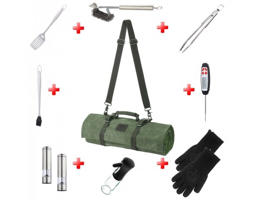 Акция! Скрутка ТОП 10 аксессуаров для барбекю Green  GRILLI 888011