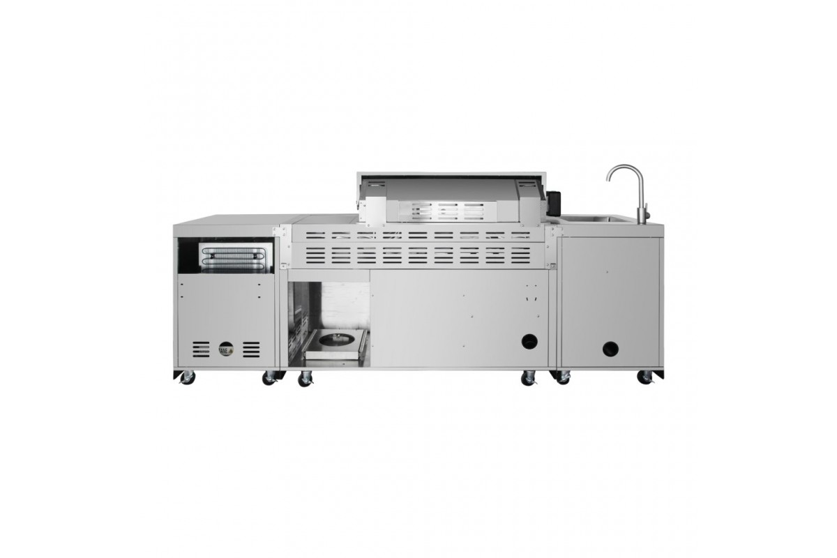 Уличная кухня-барбекю с газовым грилем Admiral, мойкой и холодильником GRILLI 777430