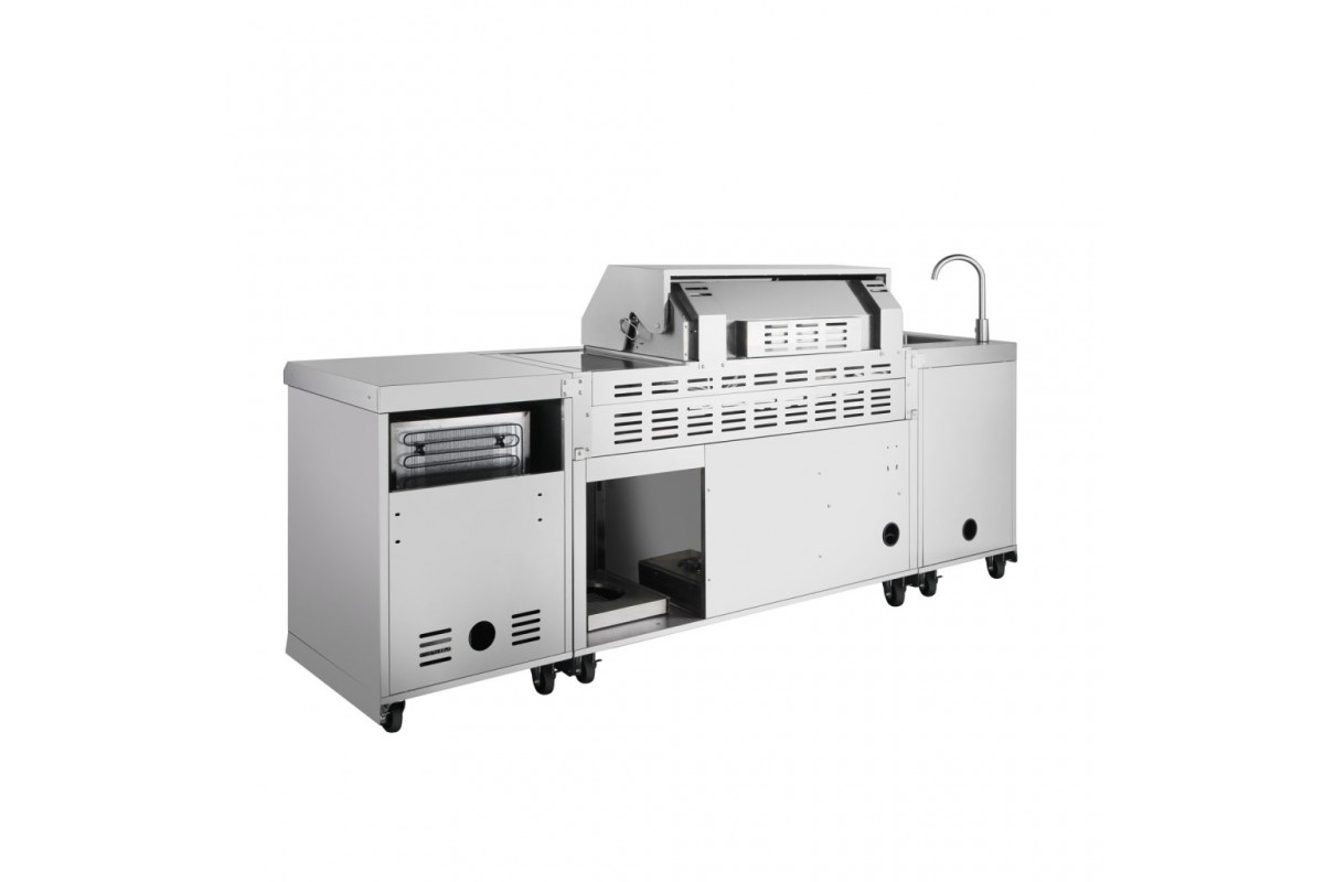 Уличная кухня-барбекю с газовым грилем Admiral, мойкой и холодильником GRILLI 777430