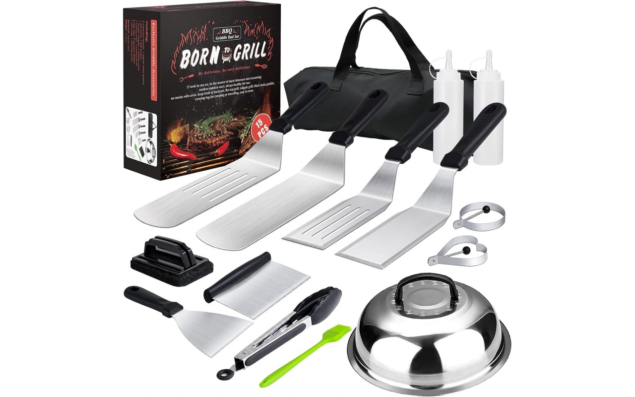 Набор для барбекю 15 предметов из нержавеющей стали All in One GRILLI 777115
