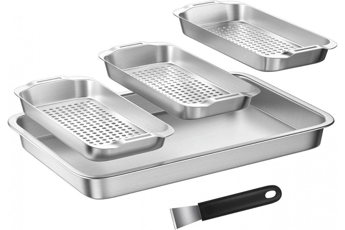 Набор противней с ручкой 5в1 нержавеющая сталь GRILLI 777119